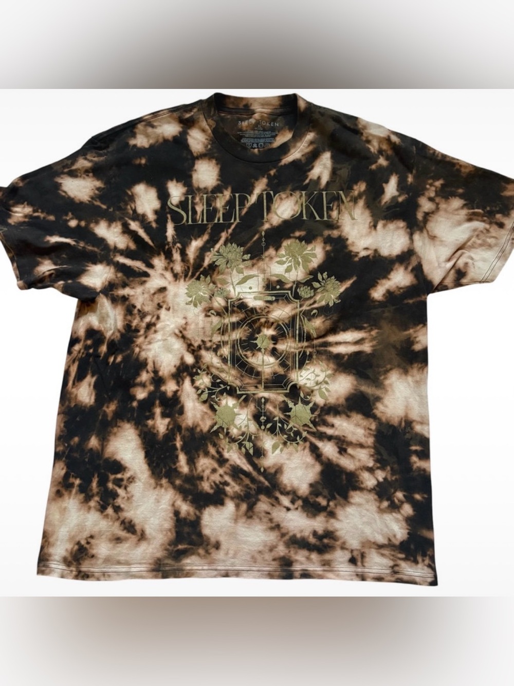 Men's Custom Black Bleach-Dyed Sleep Token Shirt XL